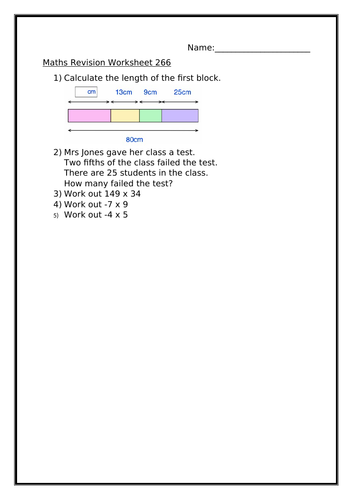 MATHS REVISION WORKSHEET 266