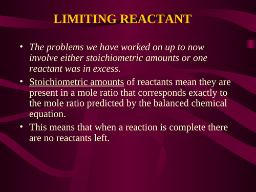 Limiting Reactant Stoichiometry Problems Grade 11 Chemistry Power Point