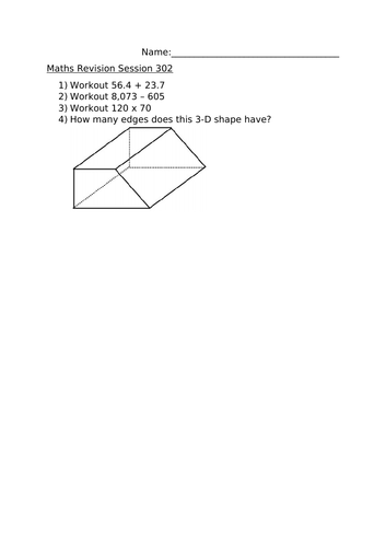 MATHS REVISION WORKSHEET 302