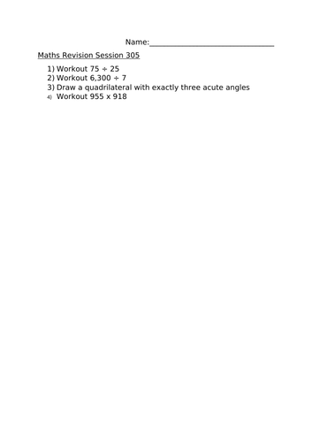 MATHS REVISION WORKSHEET 305