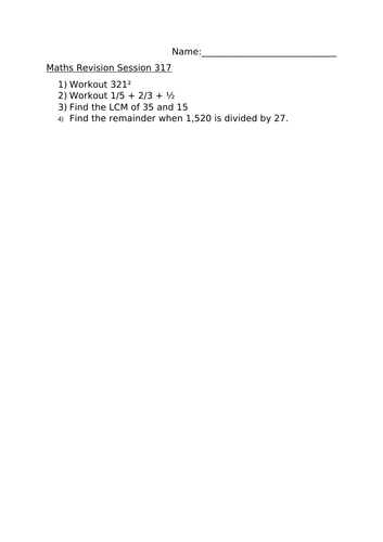 MATHS REVISION WORKSHEET 317