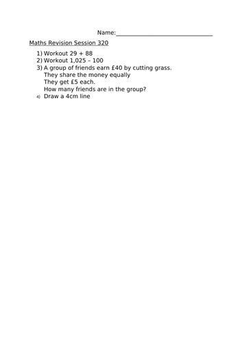 MATHS REVISION WORKSHEET 320