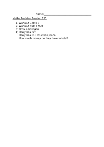 MATHS REVISION WORKSHEET 321