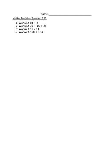 MATHS REVISION WORKSHEET 322