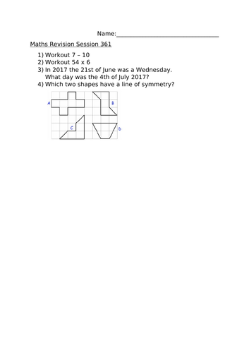 MATHS REVISION WORKSHEET 361