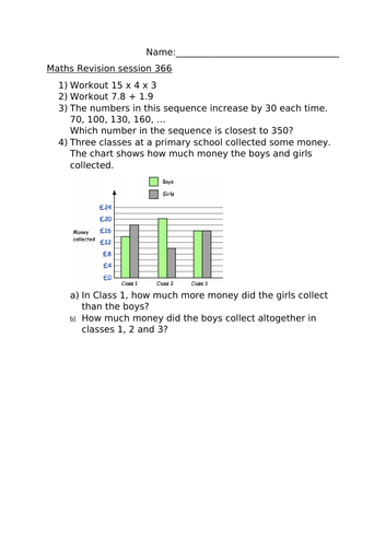 MATHS REVISION WORKSHEET 366