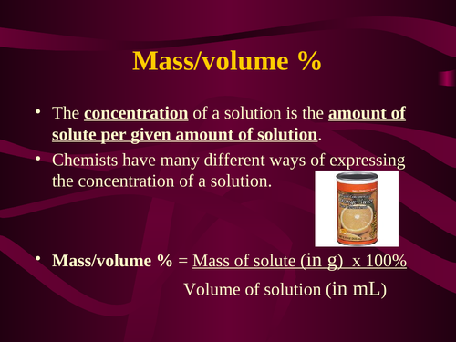 Calculating Molar Concentration, m/m%, m/v%, v/v%, ppm, ppb, Grade 11