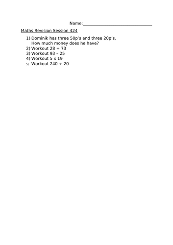 MATHS REVISION WORKSHEET 424