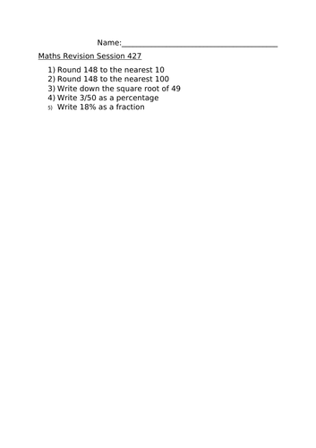 MATHS REVISION WORKSHEET 427