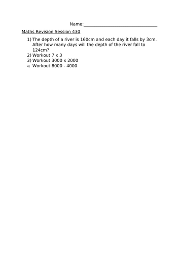 MATHS REVISION WORKSHEET 430