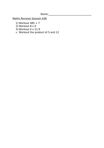 MATHS REVISION WORKSHEET 438