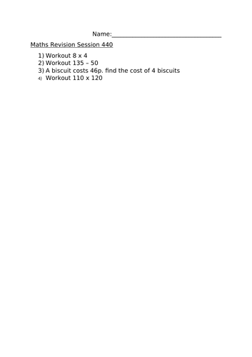 MATHS REVISION WORKSHEET 440