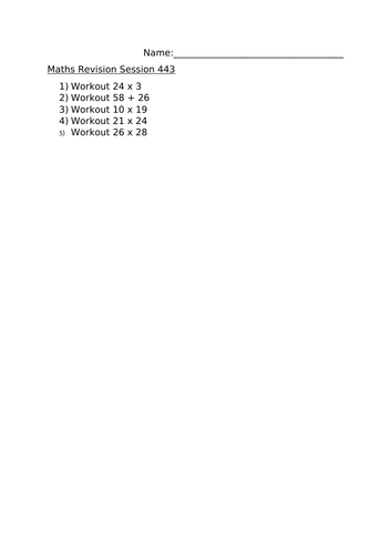 MATHS REVISON WORKSHEET 443