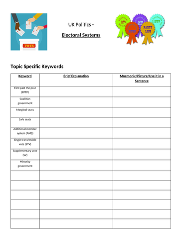 Electoral Systems - Work/Homework Booklet