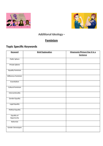 Feminism - Work/Homework Booklet