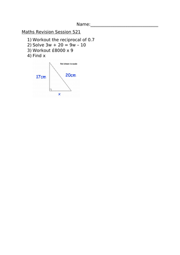 MATHS REVISION WORKSHEET 521