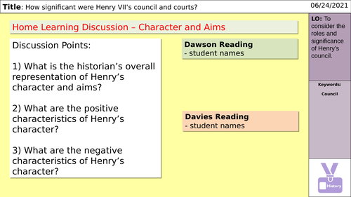 AQA Tudors 1C - Henry VII Councils and Court