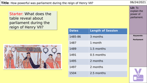 AQA Tudors 1C - Henry VII Parliament