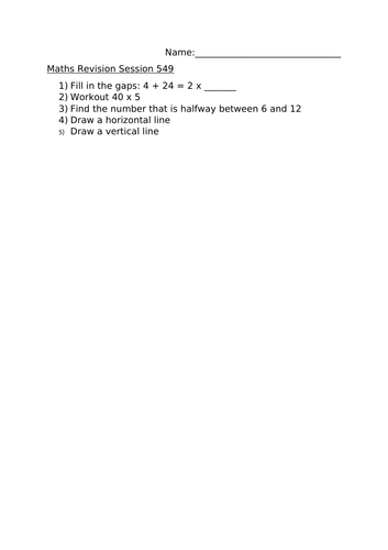 MATHS REVISION WORKSHEET 549