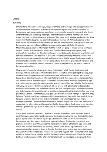 Revision notes on Othello DETAILED NOTES
