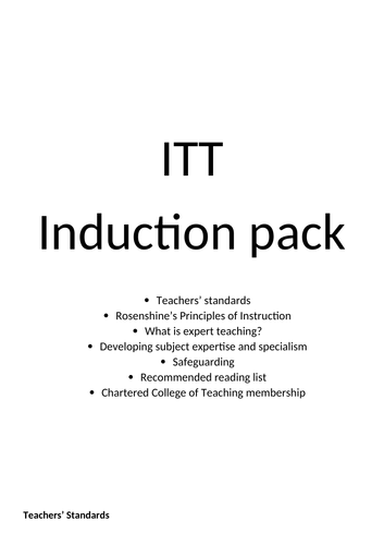 Induction day booklet for ITT