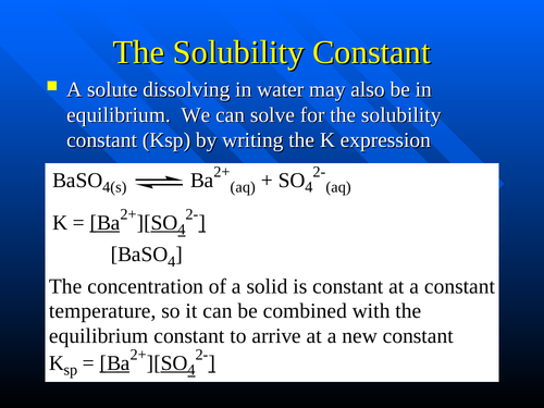 Ksp, Solubility Constant and Common Ion Effect #1 Grade 12 Chemistry Power Point WITH ANSWERS (14PG)