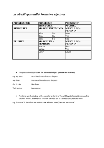 adjective possessives - What are they?