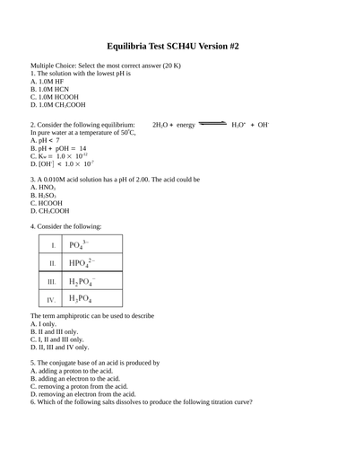 Chemical Equilibria Solubility Equilibria Keq Ka Ksp Test Package