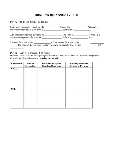 Chemistry Quiz Package Grade 10 Science Version #3