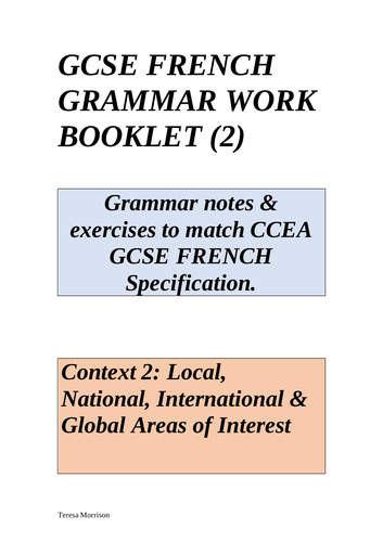 GCSE FRENCH WORK BOOKLET (2) | Teaching Resources