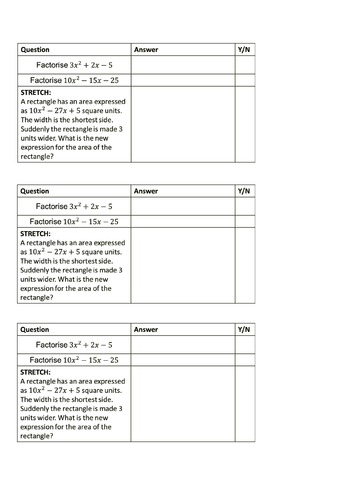 Factorising Quadratics when a>1 Lesson