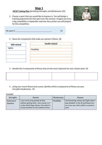 GCSE PE Fitness homework tasks