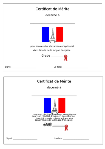 FRENCH - EXAM - YEAR 7