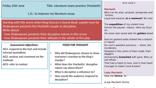 Macbeth literature essay practice  (Act 2, Scene 3)