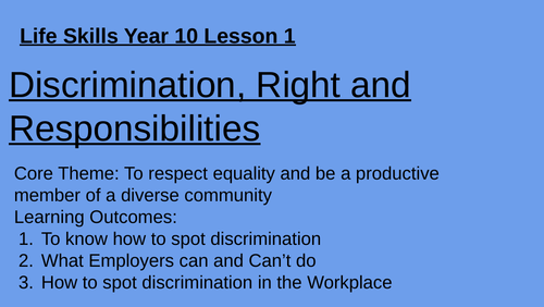 Year 10 Life Skills Lessons