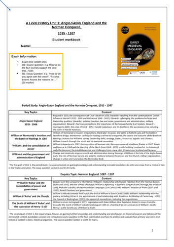 Anglo-Saxon and Norman England Student Booklet