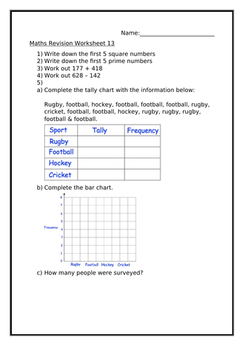 MATHS REVISION WORKSHEET 13