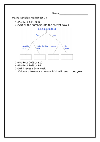 MATHS REVISION WORKSHEET 24