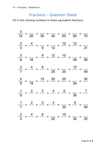 Y3 Maths - Fractions (free) 