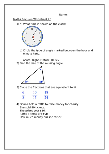 MATHS REVISION WORKSHEET 26