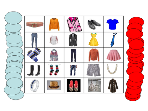 Clothes Connect 4 game - Spanish/Italian/German/French