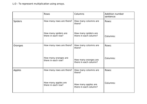 Year 1 Maths - Using Arrays (LA)