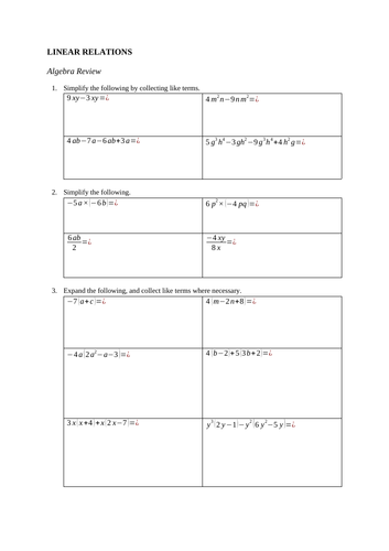 Year 10 Linear Relations Revision