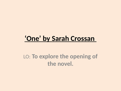 'One' by Sarah Crossnan