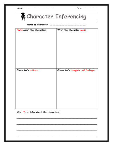 Character Inferencing - Worksheet