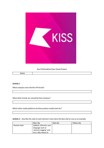 KISS FM Breakfast Close Study Product