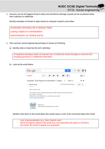 WJEC Digi Tech - Lesson  21: Social engineering