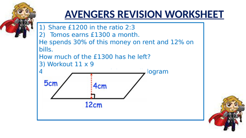 AVENGERS REVISION WORKSHEET 3