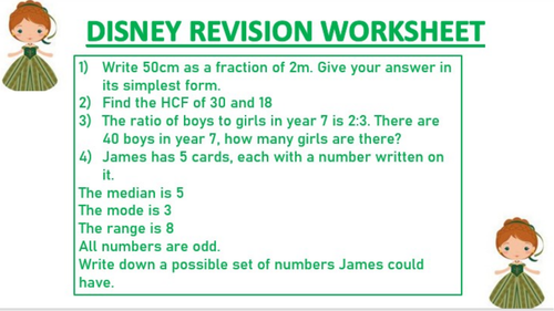 DISNEY REVISION WORKSHEET 3