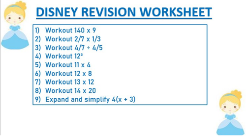 DISNEY REVISION WORKSHEET 6